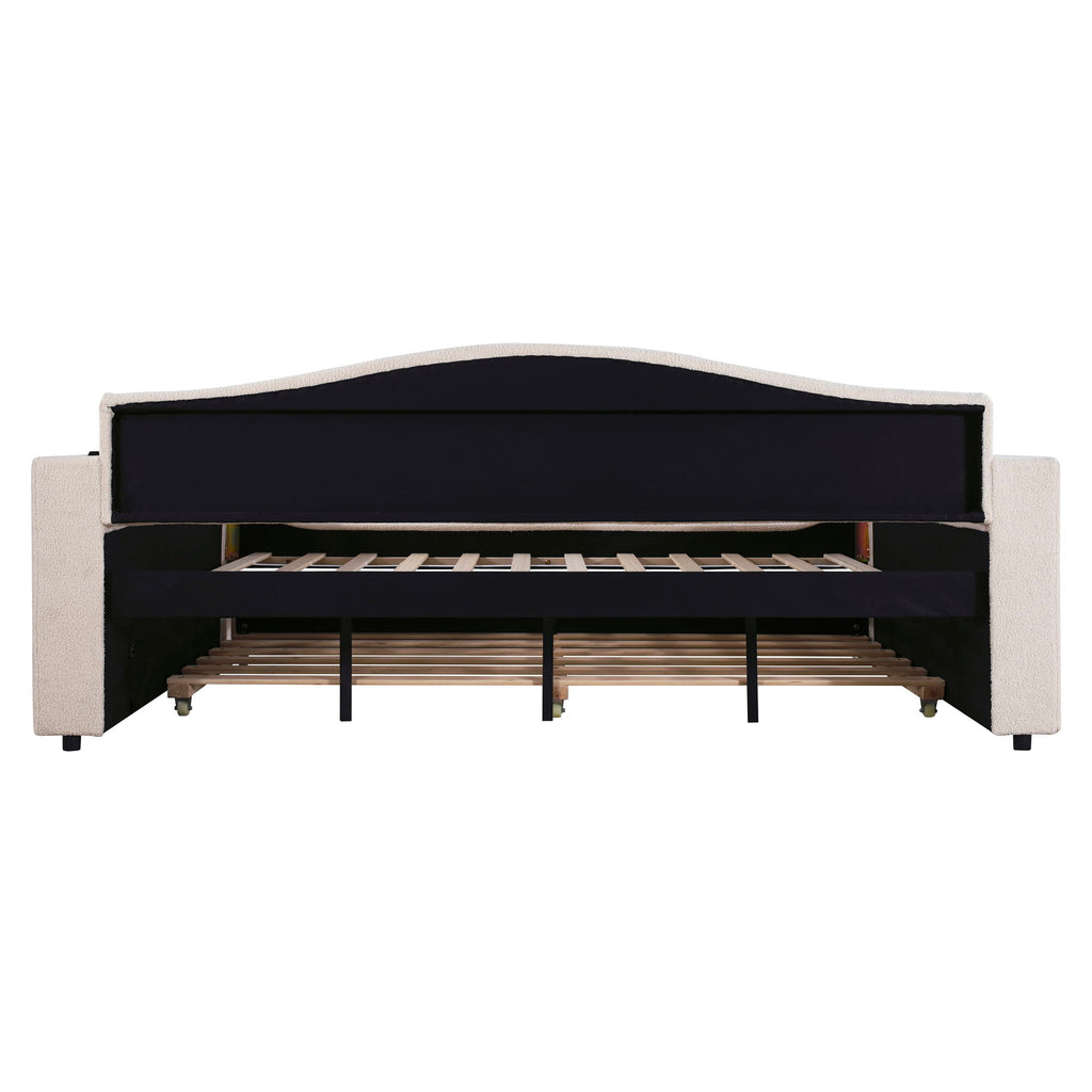Upholstered Daybed With Storage Armrests, Trundle And Latest Integrated tooth Audio System