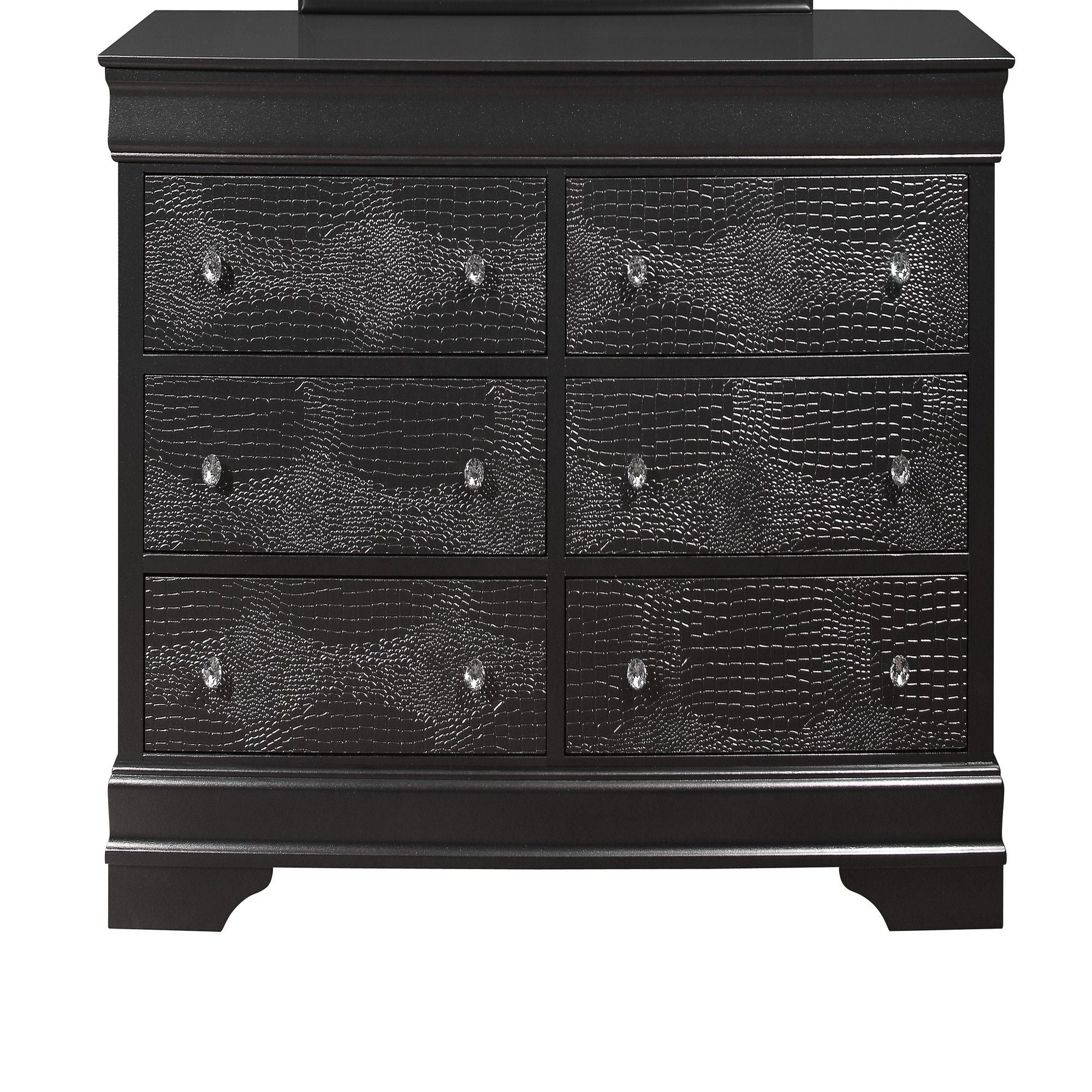 Shaker - 5 Pieces Bedroom Set With Crystal Inspired Tufted Headboard And LED Lighting