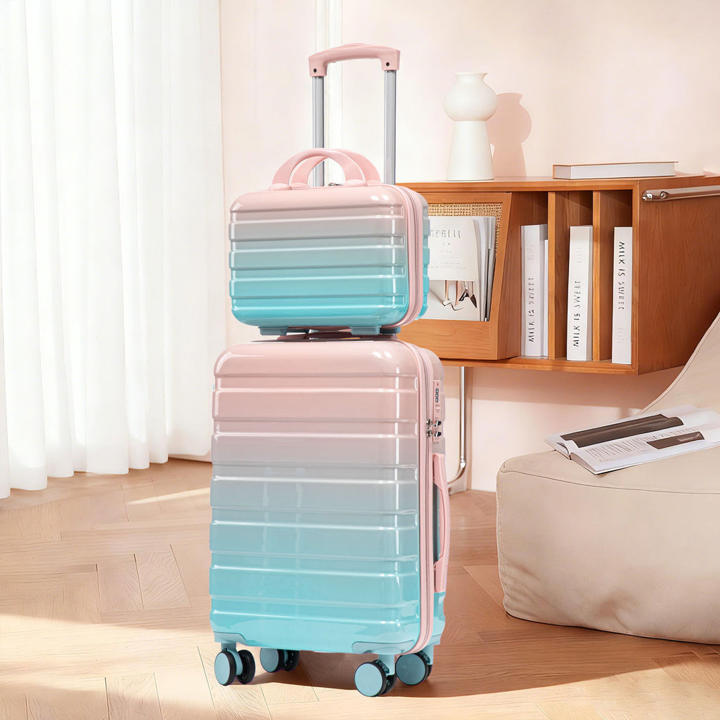 Luggage Set 14" / 20" With Combination Lock And Cosmetic Case
