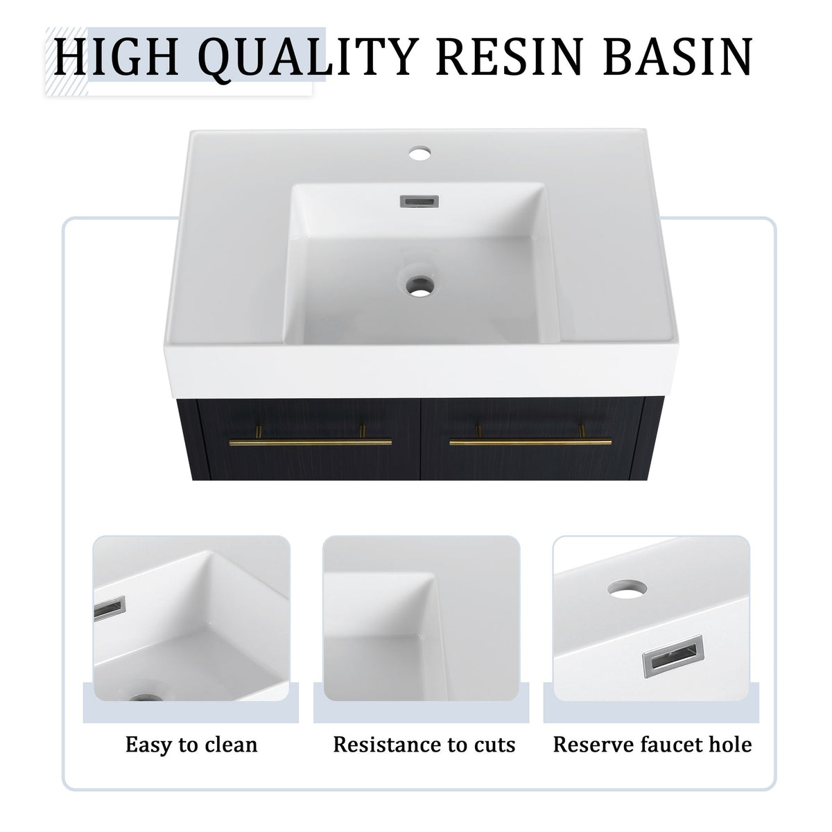 Modern Wall Mounted Bathroom Vanity With Left Sink And Storage Rack