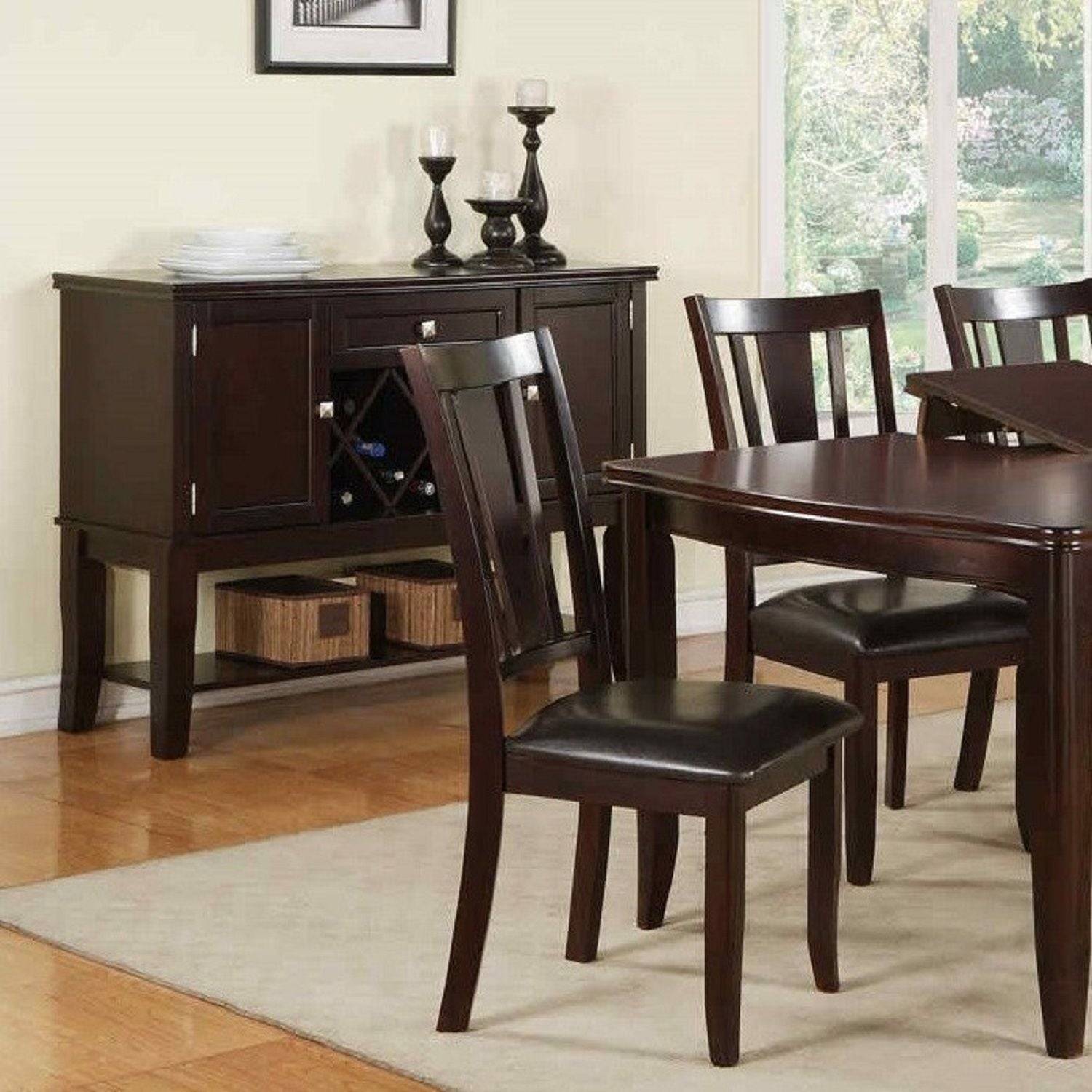 7 Piece Set, Dining Table With Butterfly Leaf And 6 Side Chairs - Espresso