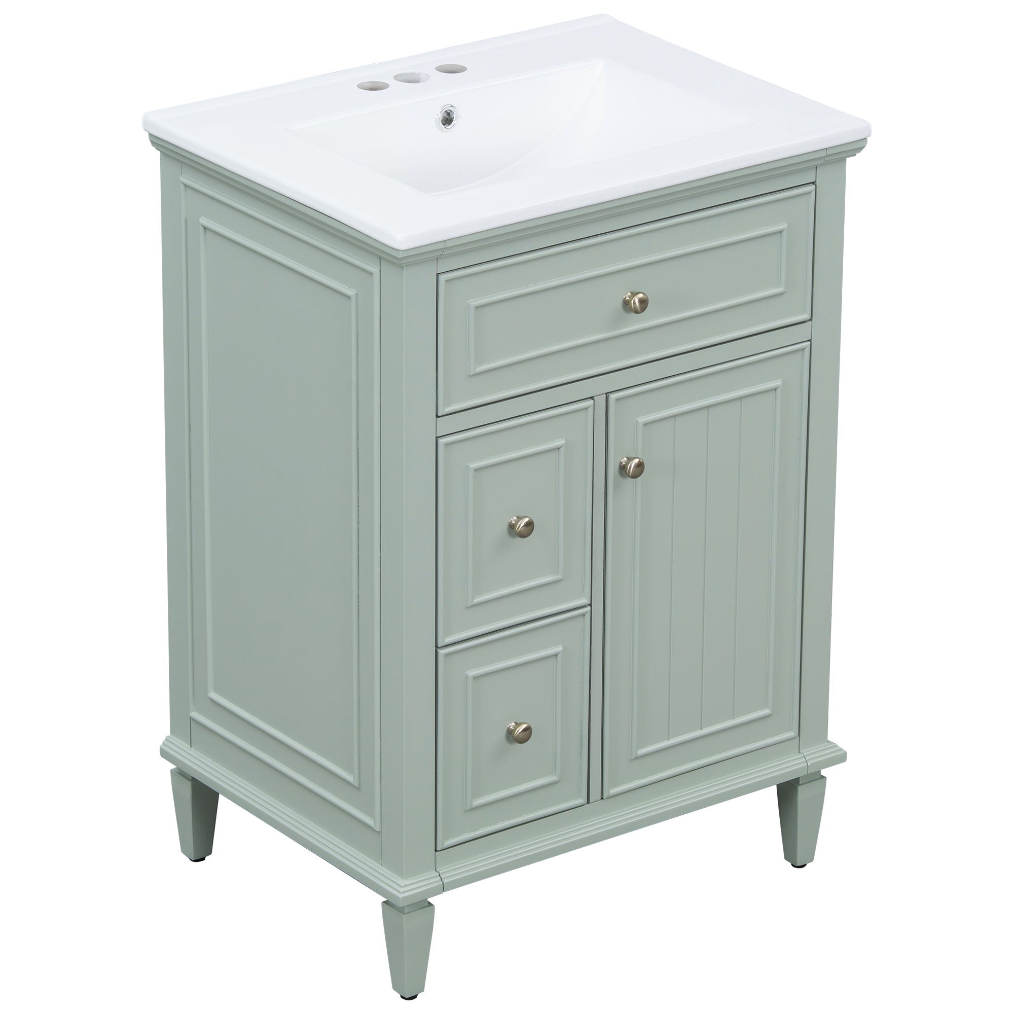 Modern Bathroom Vanity With Sink, Adjustable Shelf, 1 Flip Drawer & 2 Drawers