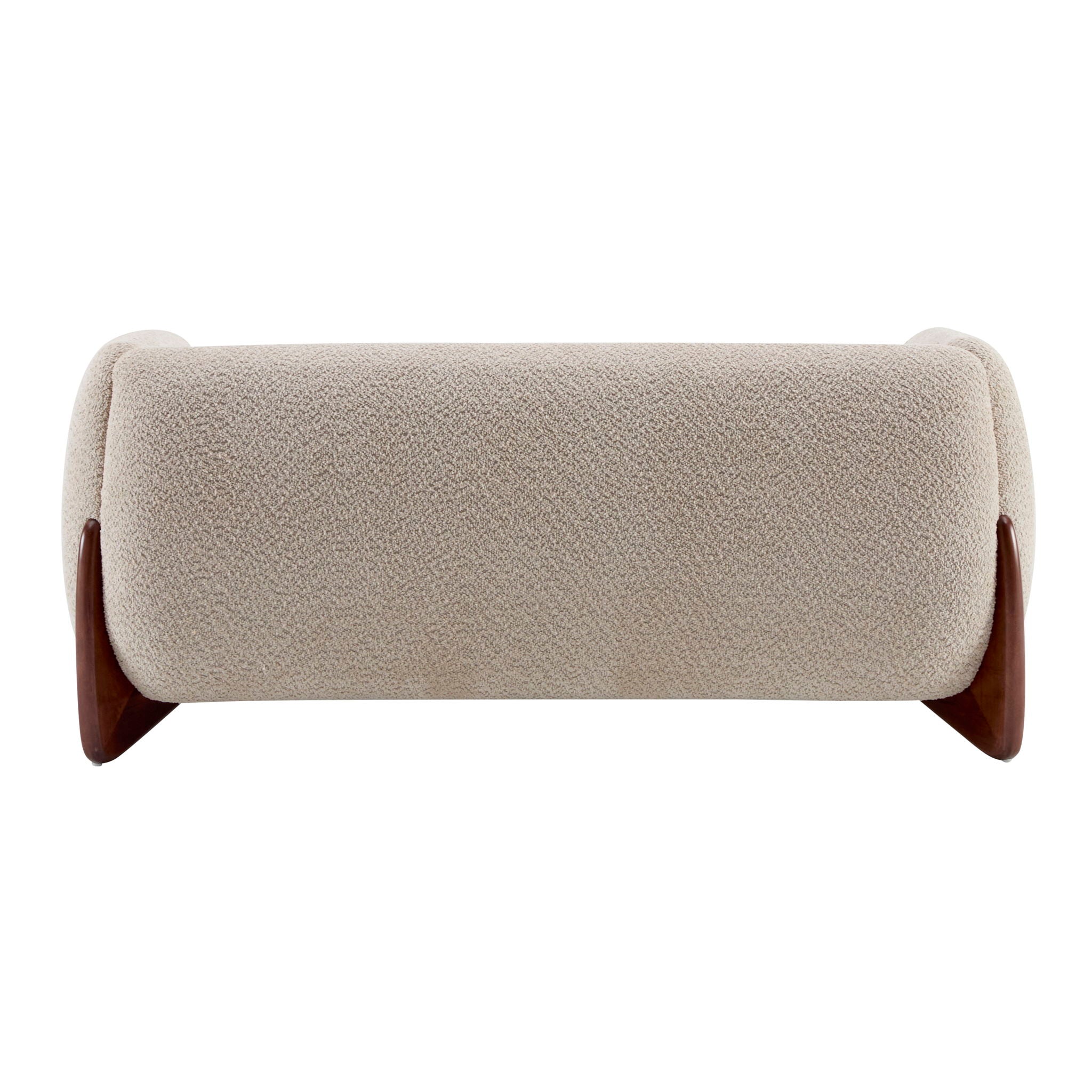Contemporary Boucle Sherpa Sofa With Birch Wood Legs