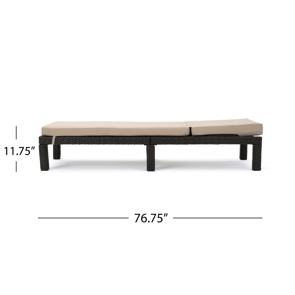 Puerta - Chaise Lounge Frame Cushion Outdoor Wicker Iron - Beige / Dark Brown