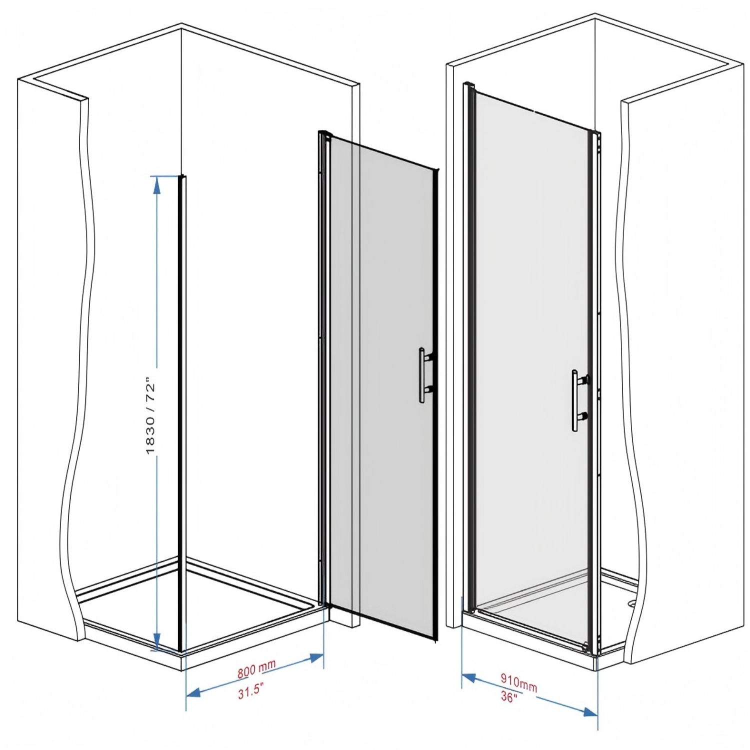 Shower Door With Glass And Explosion Proof Safety Film