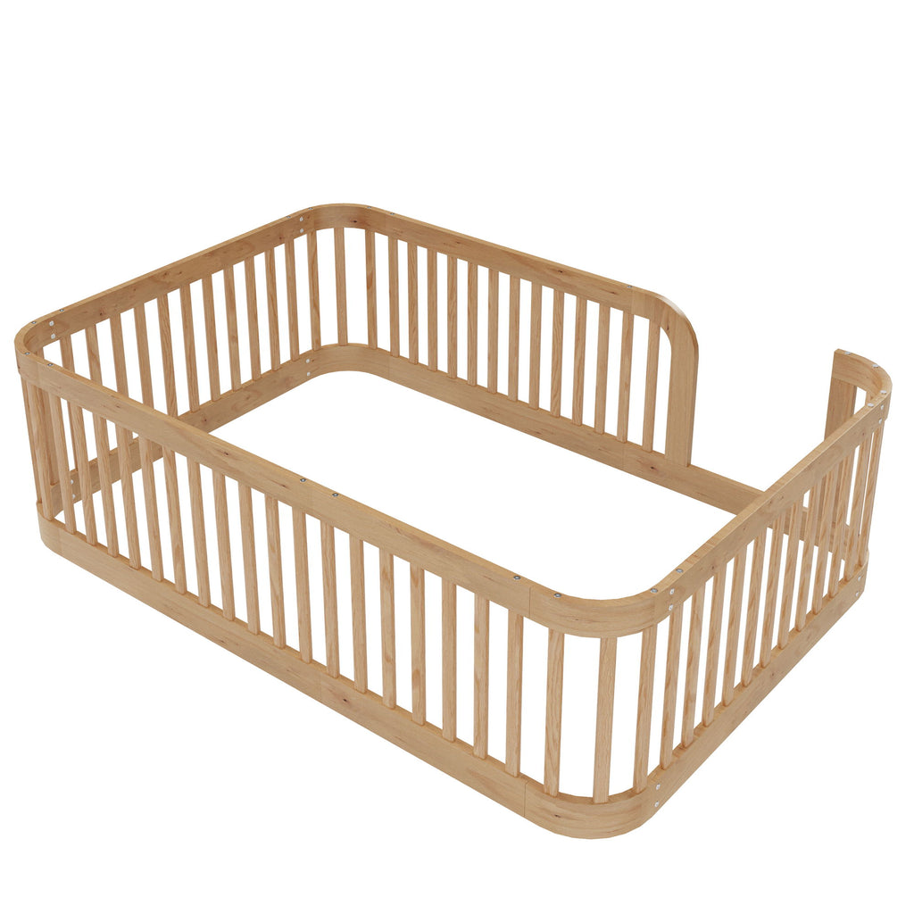 Wood Floor Bed Frame With Fence