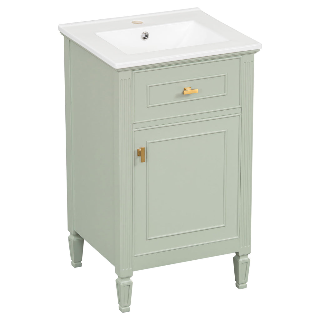 Bathroom Vanity With Sink, Adjustable Shelf, Tilt-Out Drawer