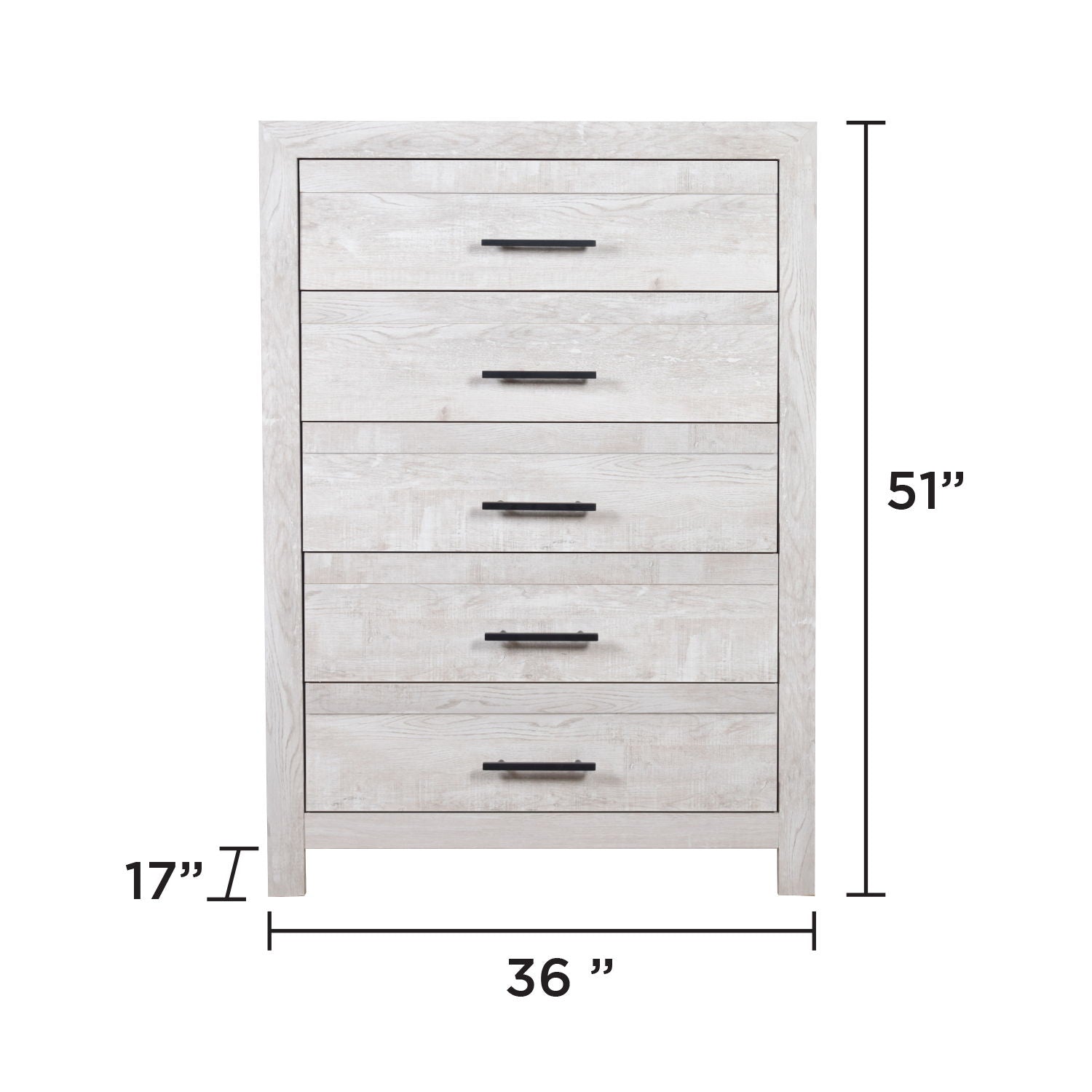 Modern Style 5 Drawer Chest In Natural Rustic Wood With Clean Lines And Spacious Storage