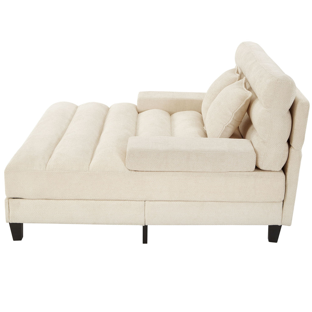Chaise Bed Lounge Sofa Chair With Adjustable Backrest And LED Light Strip
