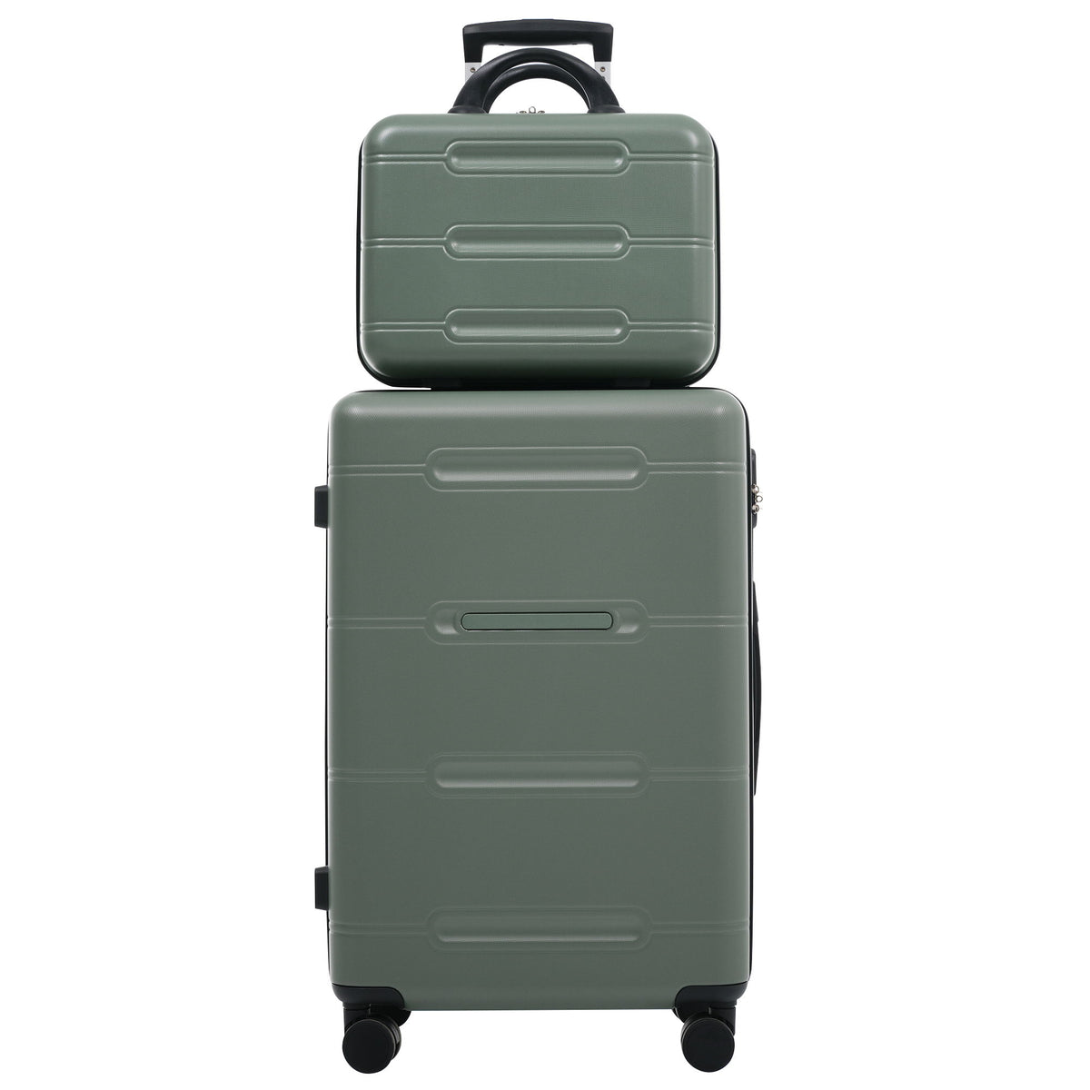 6 Piece Lightweight Hardshell Luggage Set With Double Spinner Wheels, Password Lock