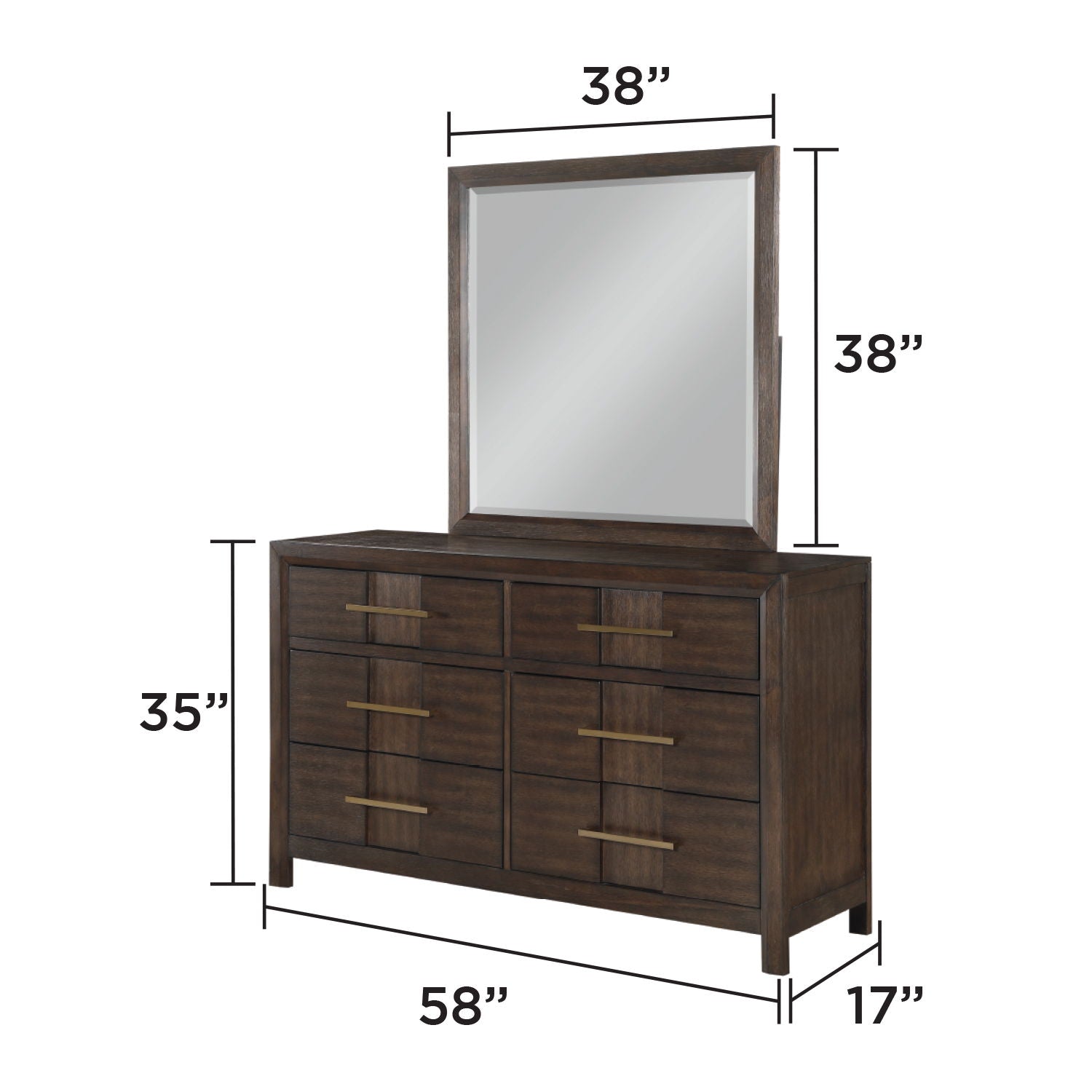 Kenzo - 6 Drawer Dresser - Walnut
