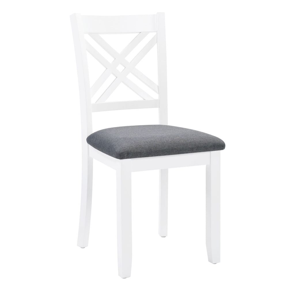 6 Piece Kitchen Dining Set, Rectangular Dining Table With 4 Upholstered Chairs And Bench - Gray / White