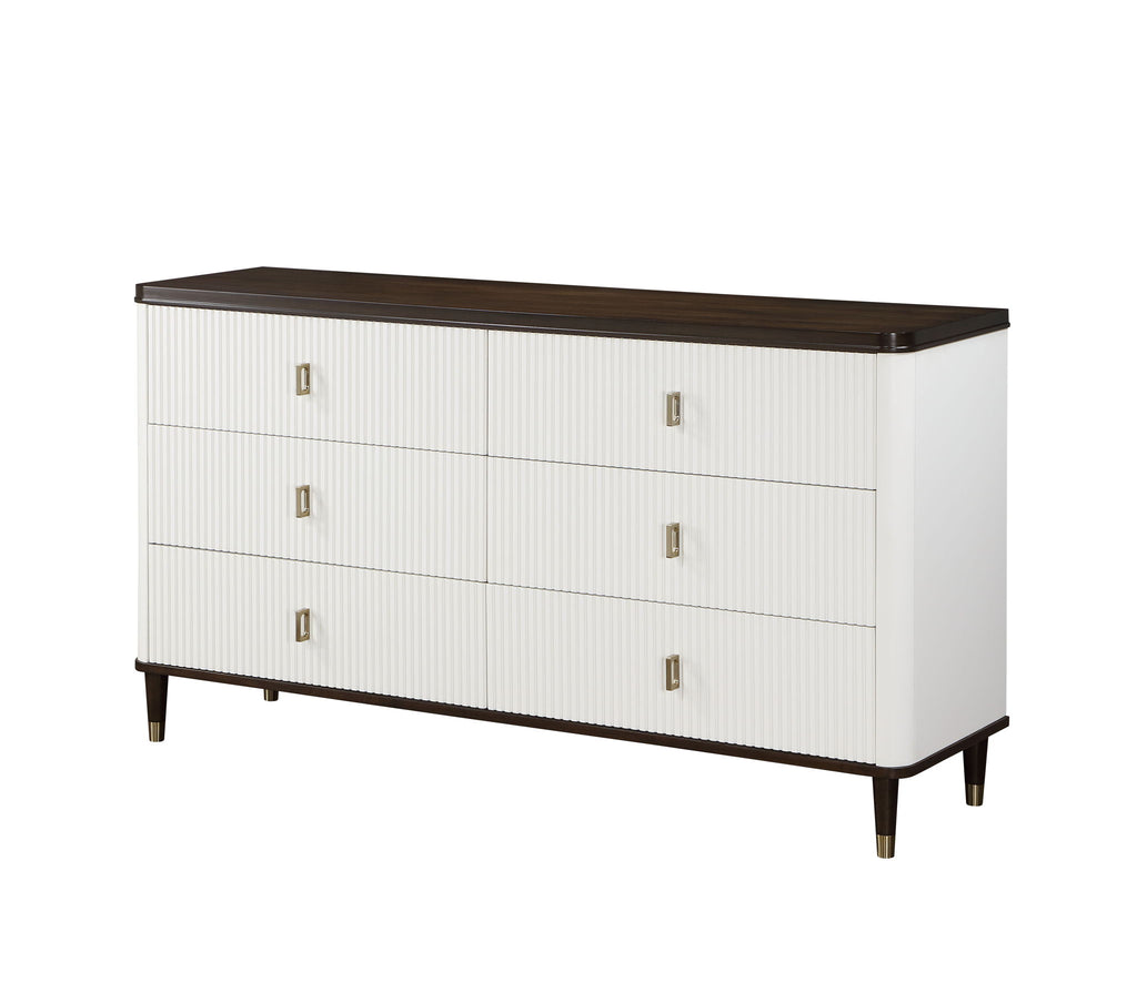 Carena - 5 Piece Bedroom Set (Eastern King Dresser Chest Mirror Nightstand) - Brown / Light Gray / White