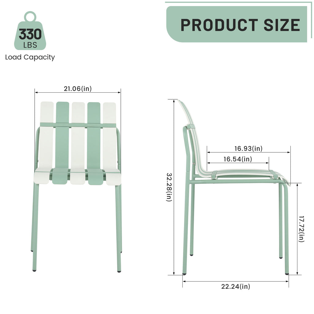 4 Piece Set Of Color Block Designed Single Chairs, Folding Square Table - Haze Green / Khaki / White
