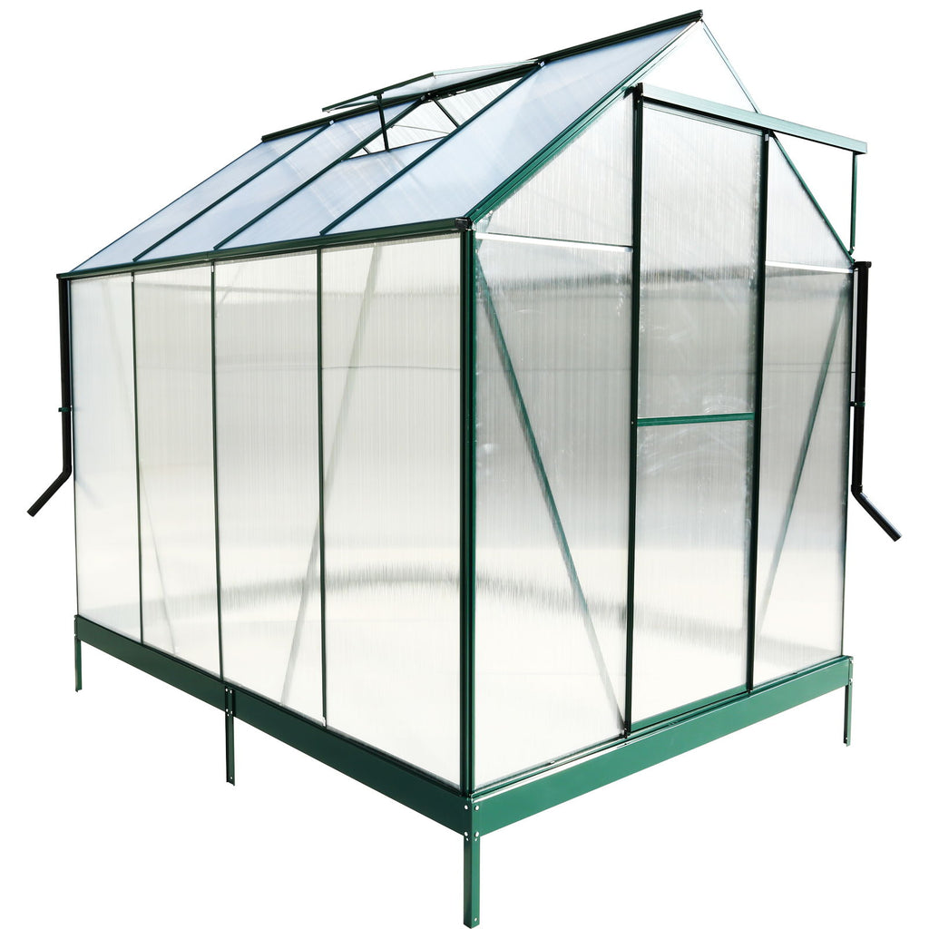 Polycarbonate house, Heavy Duty Outdoor Aluminum Walk-In House Kit With Rain Gutter, Vent And Door For Backyard Garden