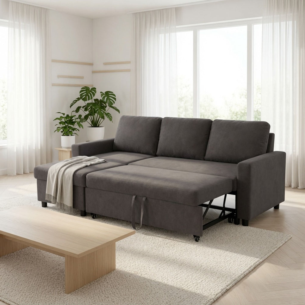 L - Shaped Convertible Sofa Bed With Storage Chaise