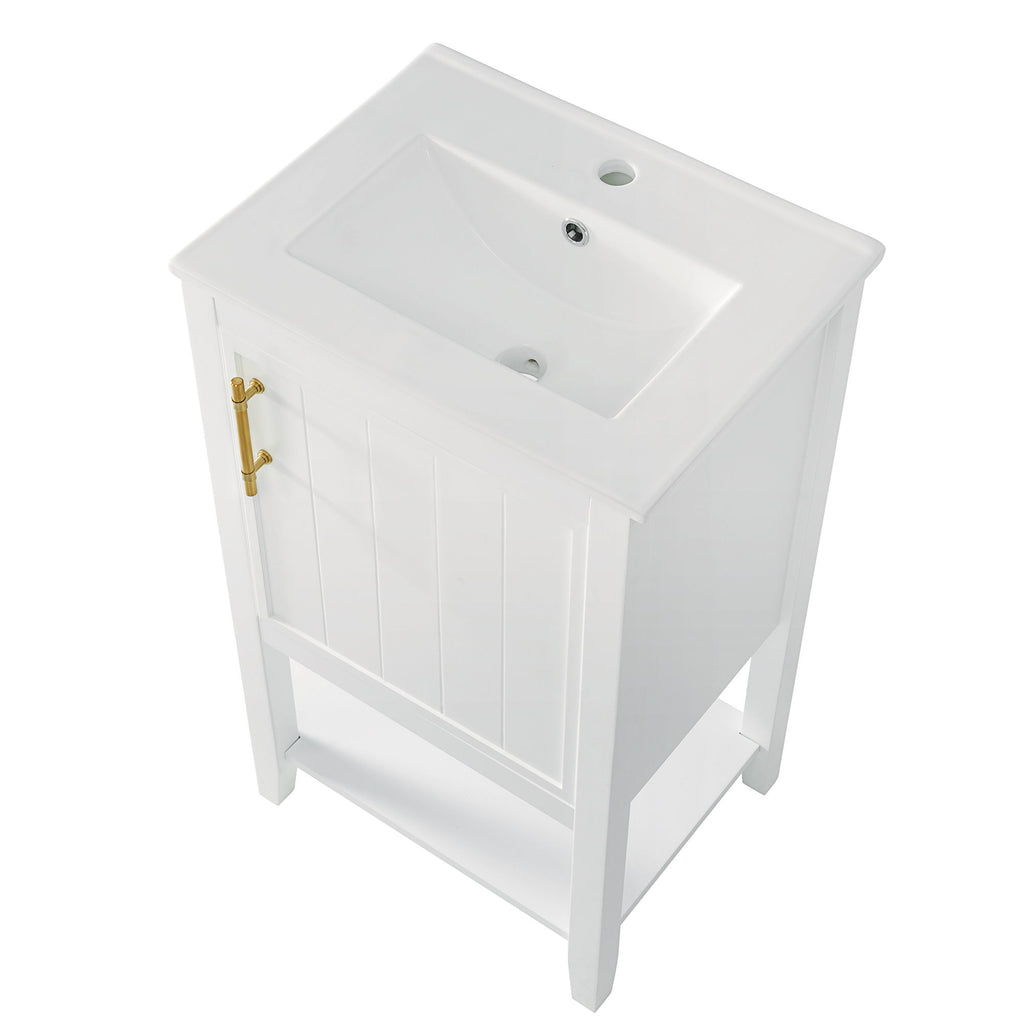 Modern Bathroom Vanity With Sink, Soft-Closing Door And Open Shelf