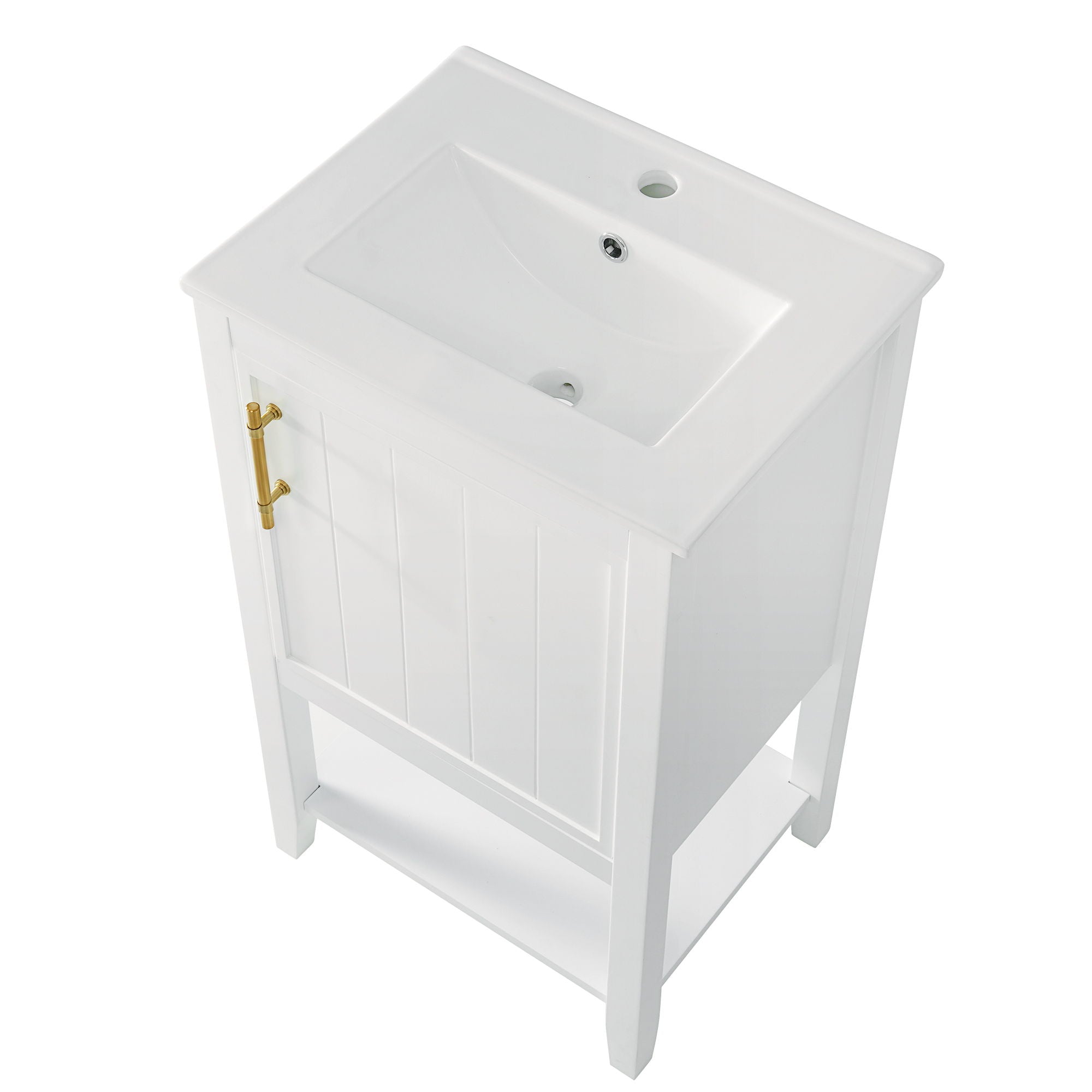 Modern Bathroom Vanity With Sink, Soft-Closing Door And Open Shelf