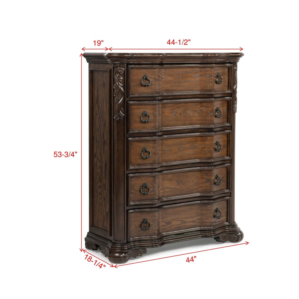 5 Drawer Chest - Brown / Coffee