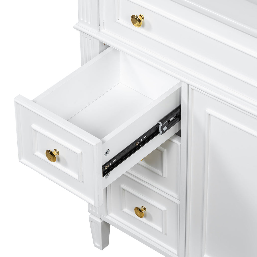 Bathroom Vanity With Sink, 3 Drawers & 2 Doors