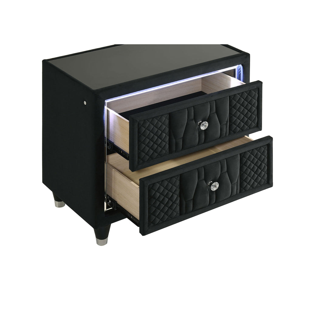 Mika - 2 Drawer LED Nightstand With USB