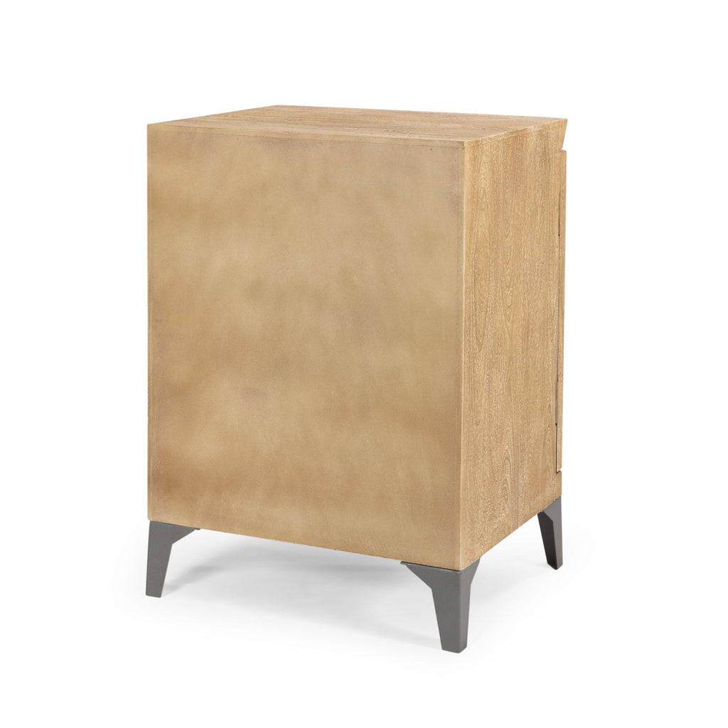 Boho Handcrafted Mango Wood Storage Cabinet With Iron Legs - Sandblasted Oak
