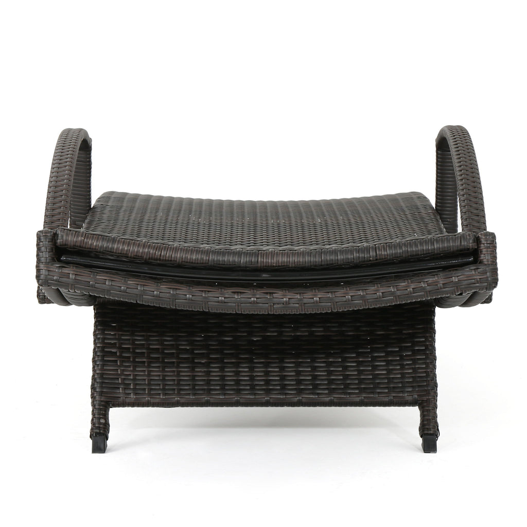 Salem - Contemporary Wicker Chaise Lounge With Arm, Weather Resistant