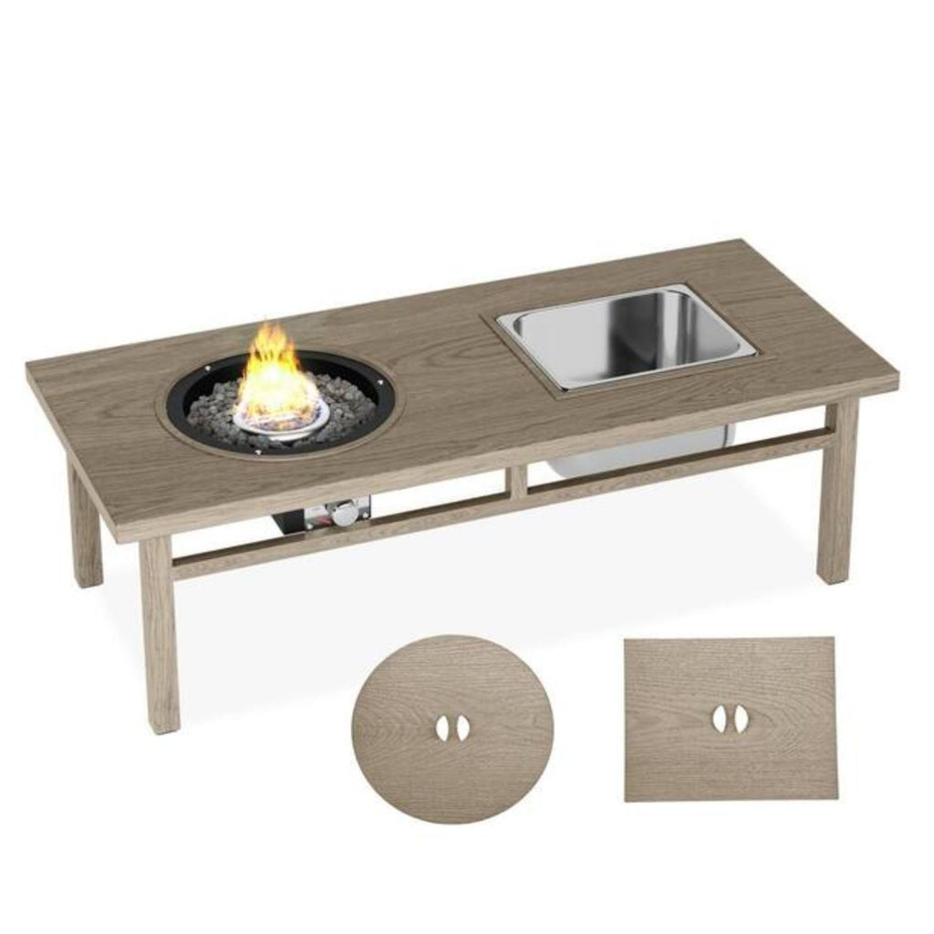 3 In 1 Outdoor Propane Fire Pit Table 50, 000 BTU With Ice Bucket