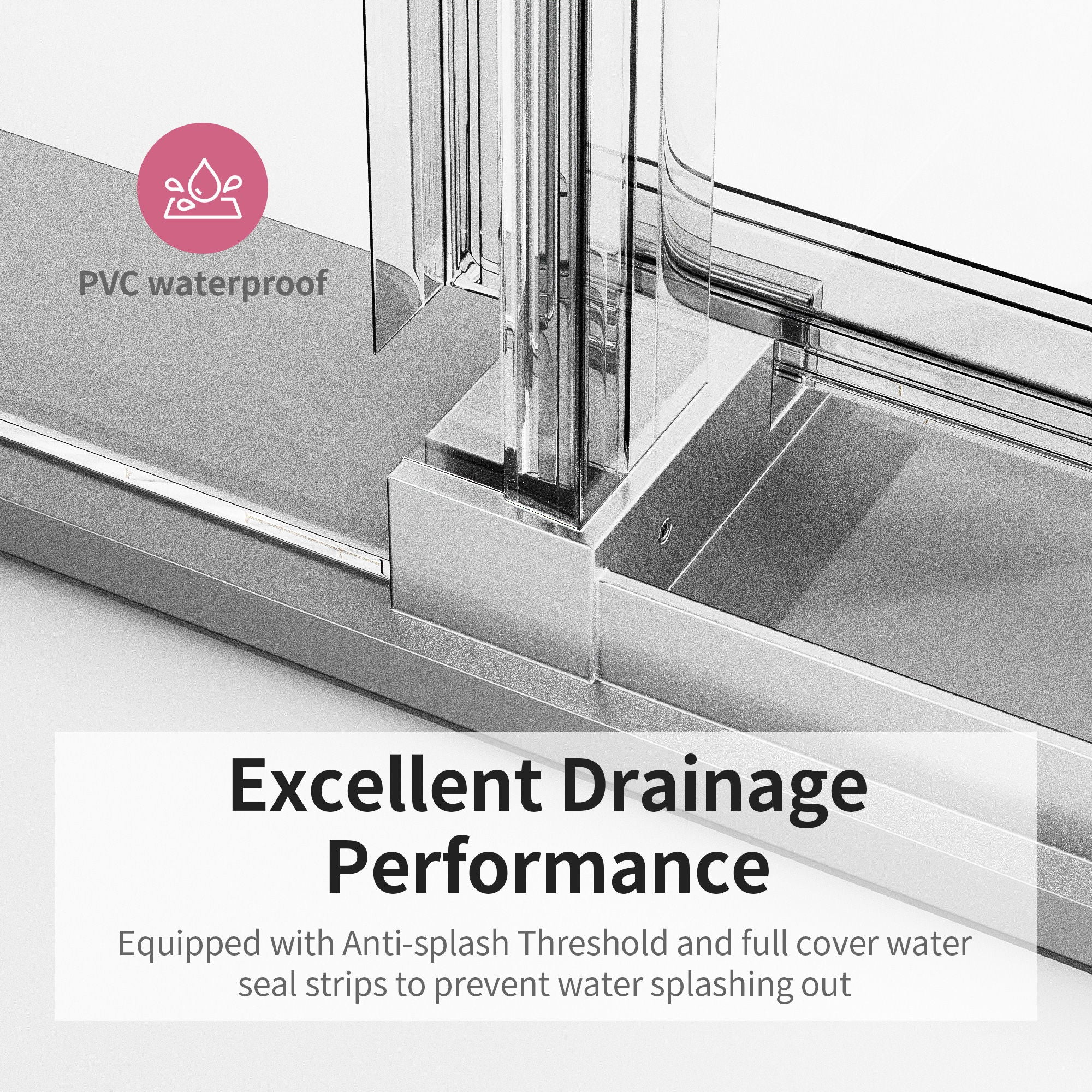 Frameless Sliding Shower Door With Soft- Close, 3 / 8" Tempered Glass