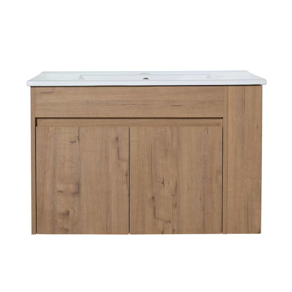 Wall Mounted Bathroom Vanity With Basin And Adjustable Open Shelf