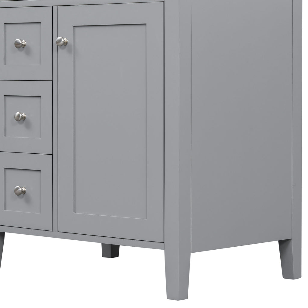Bathroom Vanity With Sink, 3 Drawers & Cabinet With Adjustable Shelves