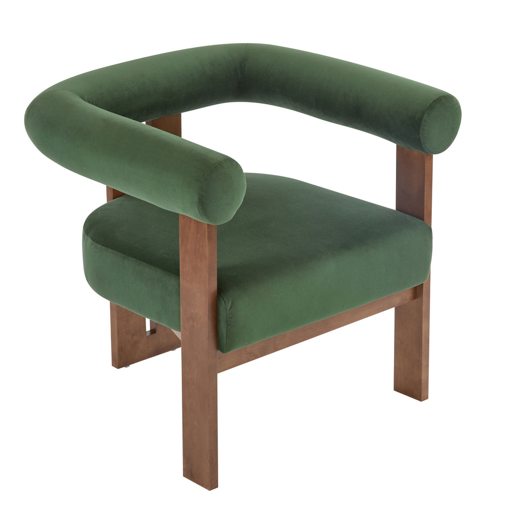 Modern Upholstered Round Arm Accent Chair With Upholstery