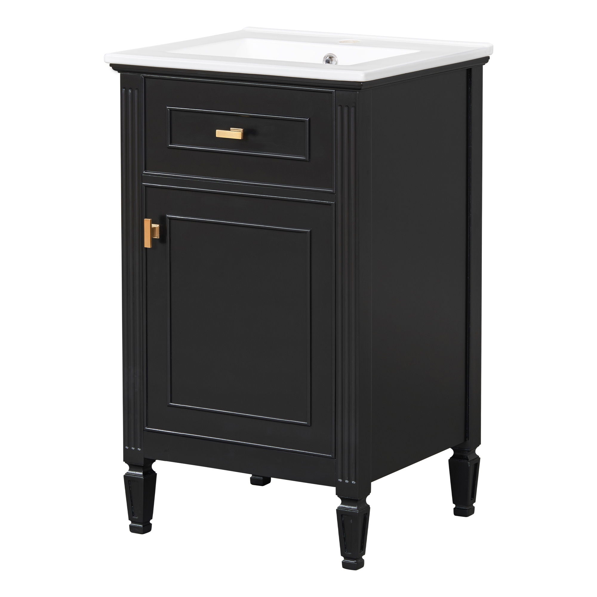 Bathroom Vanity With Sink, Adjustable Shelf, Tilt-Out Drawer