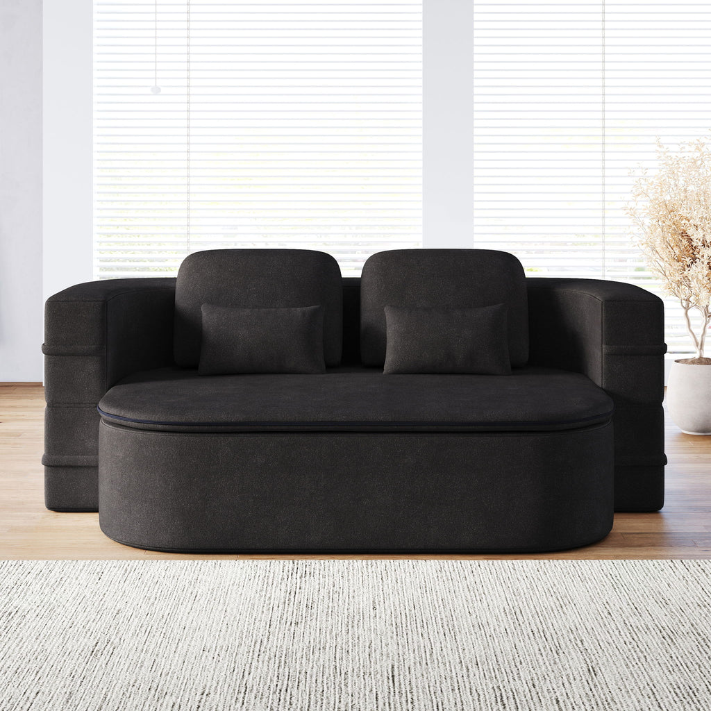 2 In 1 Foldable Sofa Bed With Multi Functional Blanket, Floor Lounge Sofa