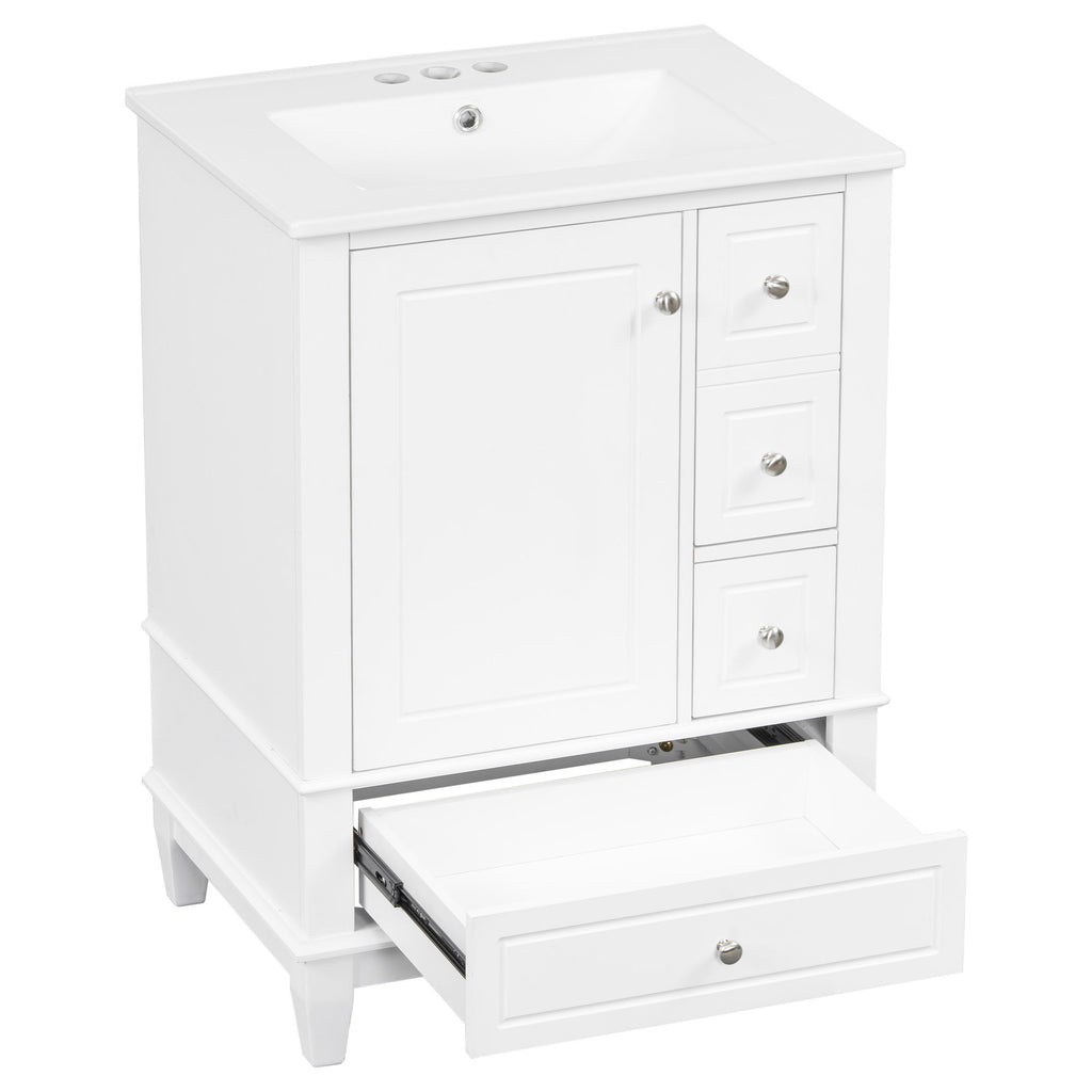 Modern Bathroom Vanity With Sink, Freestanding Cabinet With Drawers And Storage Shelves