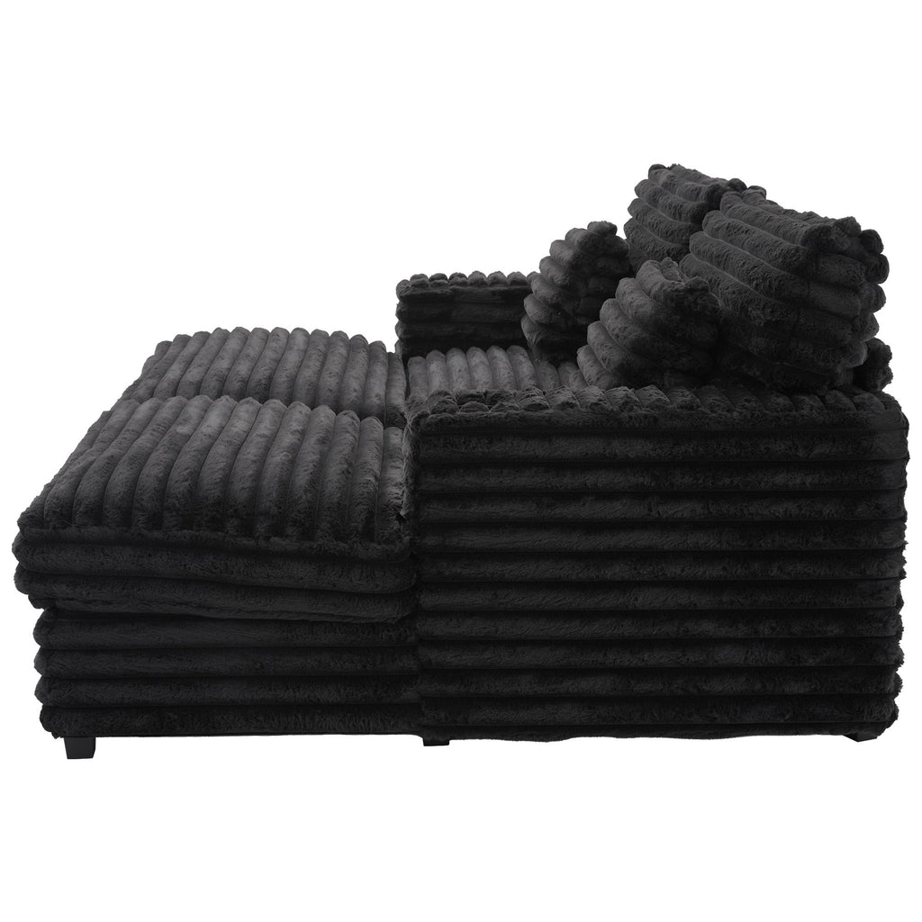 Oversized Double Chaise Lounge Sofa With USB Ports And Cup Holders