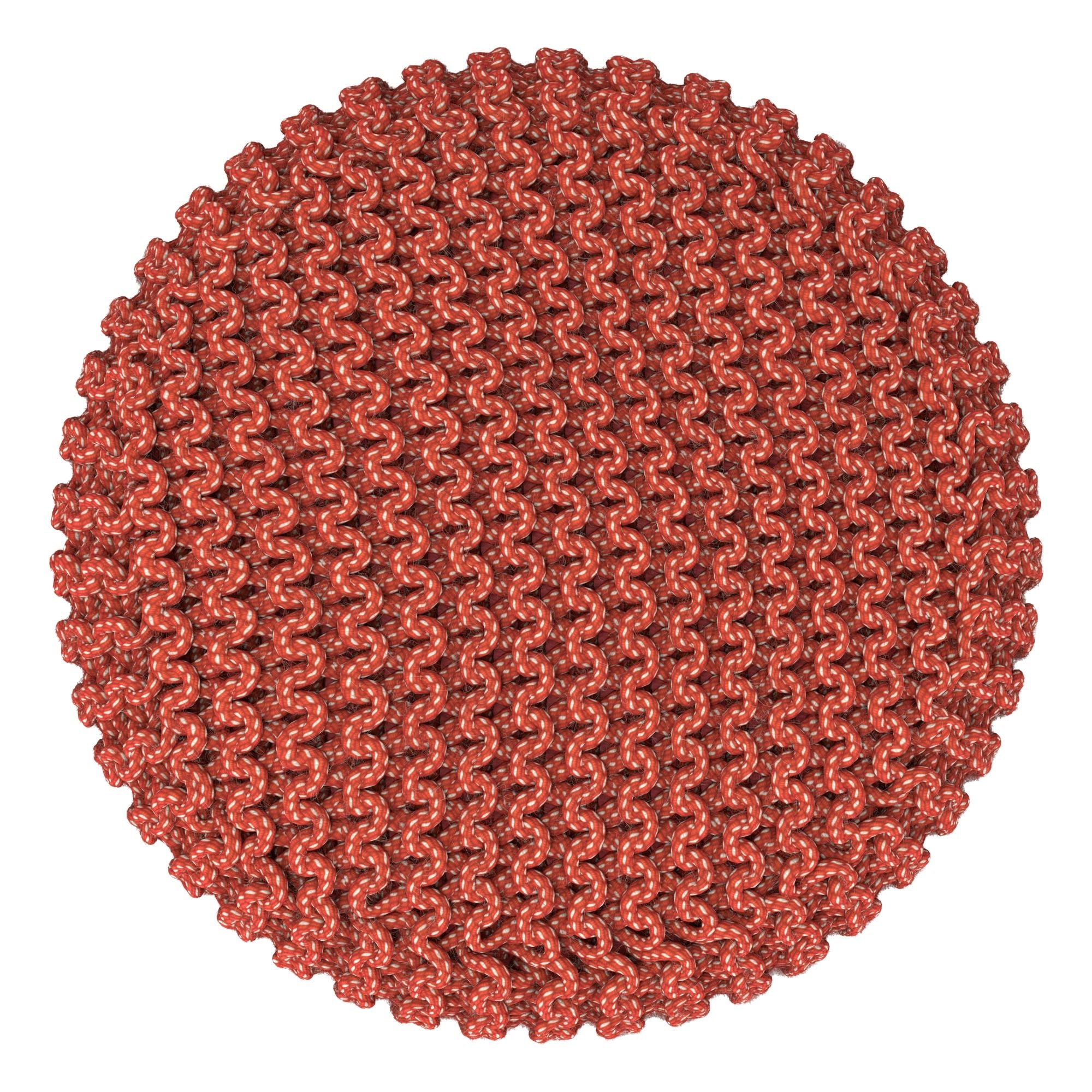 Wynne - Round Knitted Outdoor / Indoor Pouf - Orange