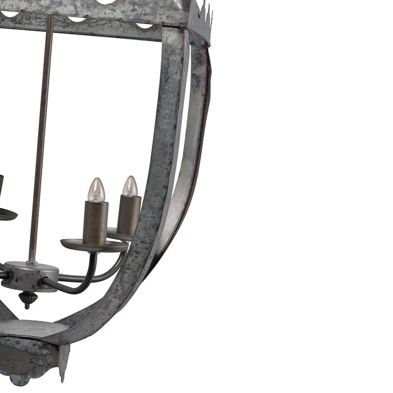 4 Light Metal Chandelier, Hanging Light Fixture With Adjustable Chain For Kitchen, Bulb Not Included - Gray