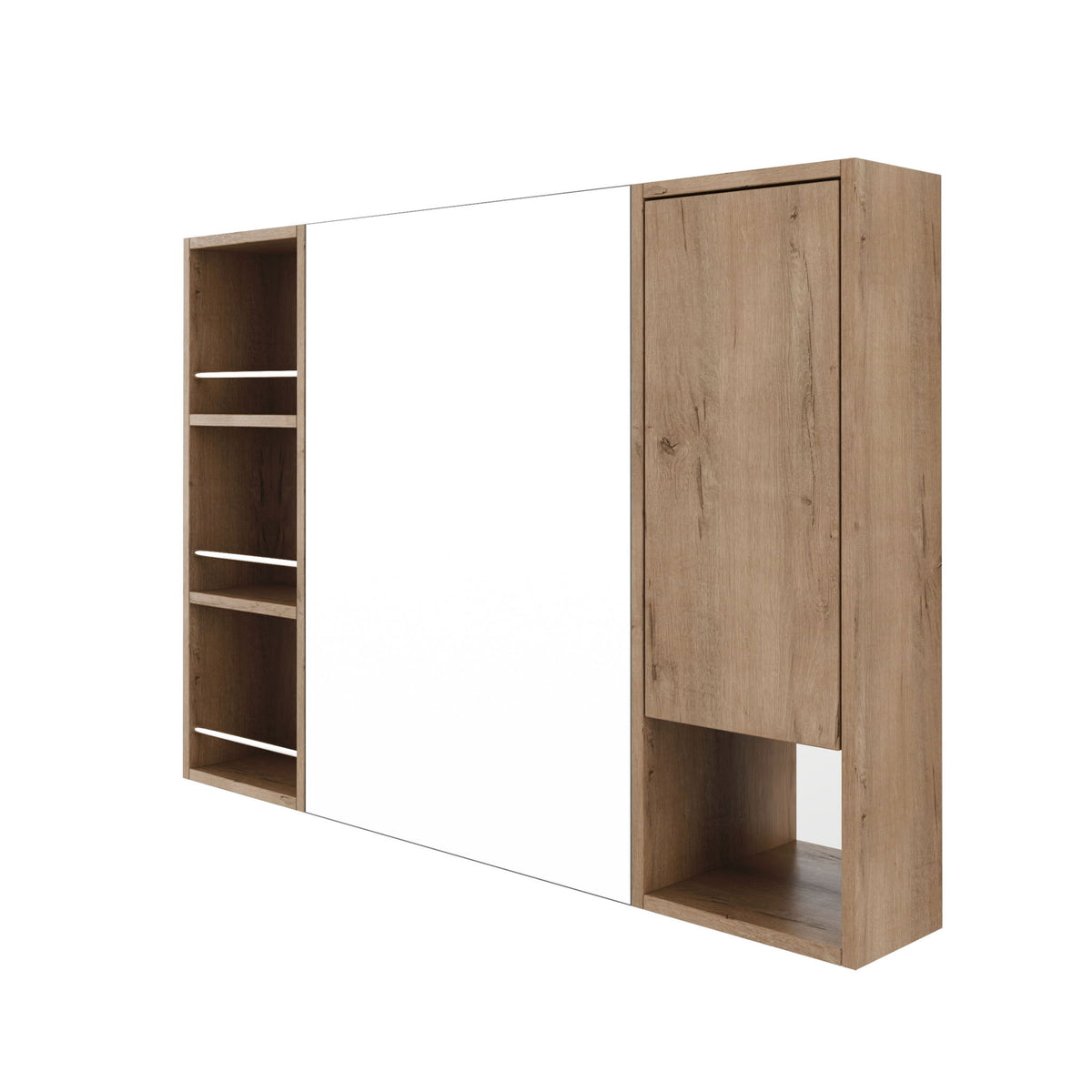 Wall Mounted Bathroom Mirror Cabinet, Adjustable Shelves Storage Cabinet - Imitative Oak