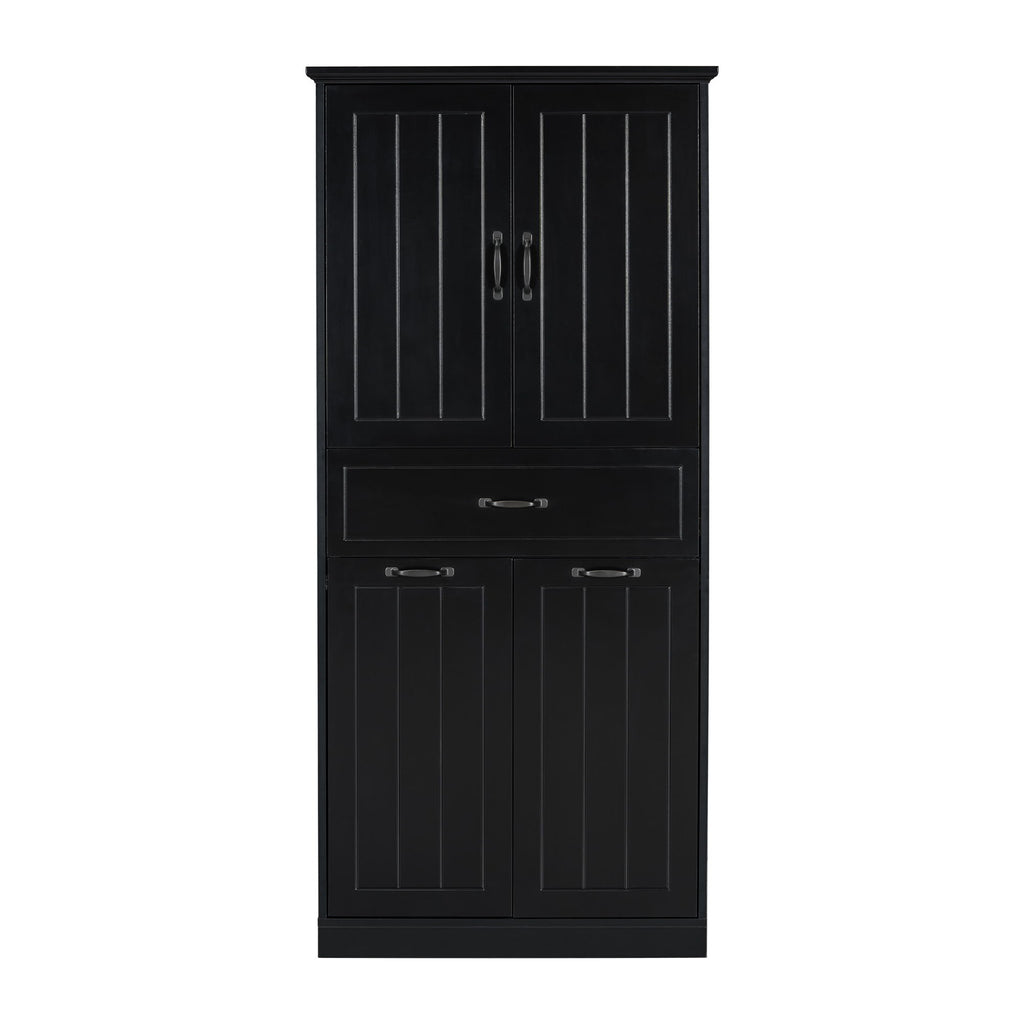 Modern Bathroom Storage Cabinet With Two Laundry Baskets, One Drawer, Adjustable Shelf