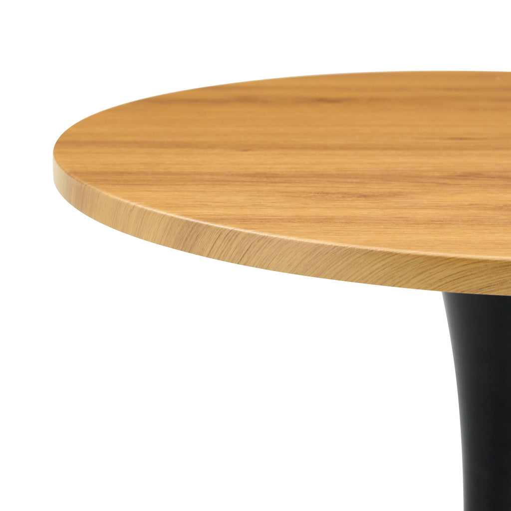 Round Dining Table With Faux Wood Top And Metal Pedestal, 23.6" Circle Table For Kitchen, Living Room, Small Spaces