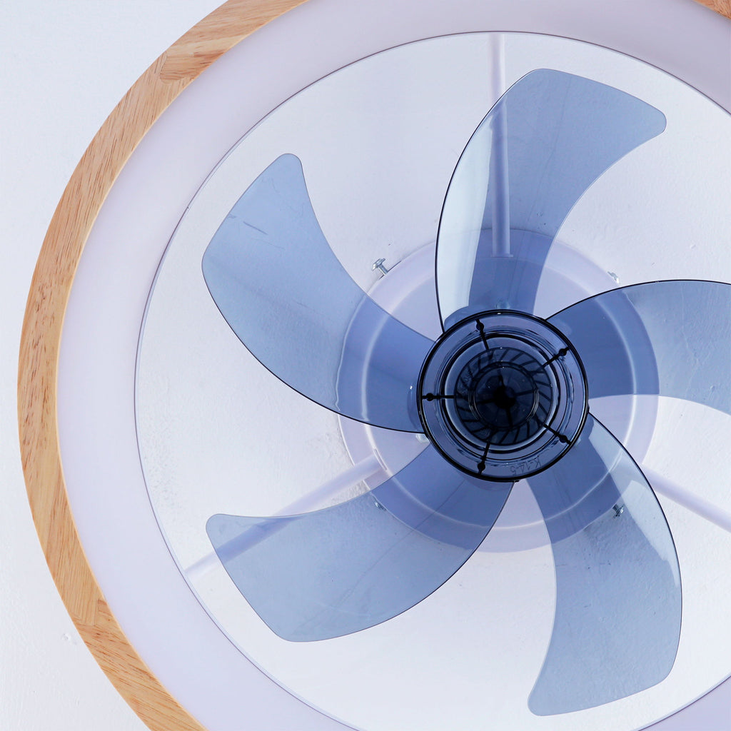 Ceiling Fans With Lights And Remote, 3000 - 6500K Dimmable Flush Mount LED Fan Light, 6 Speeds, Quiet DC Motor For Living Room - Matte White / Natural Wood