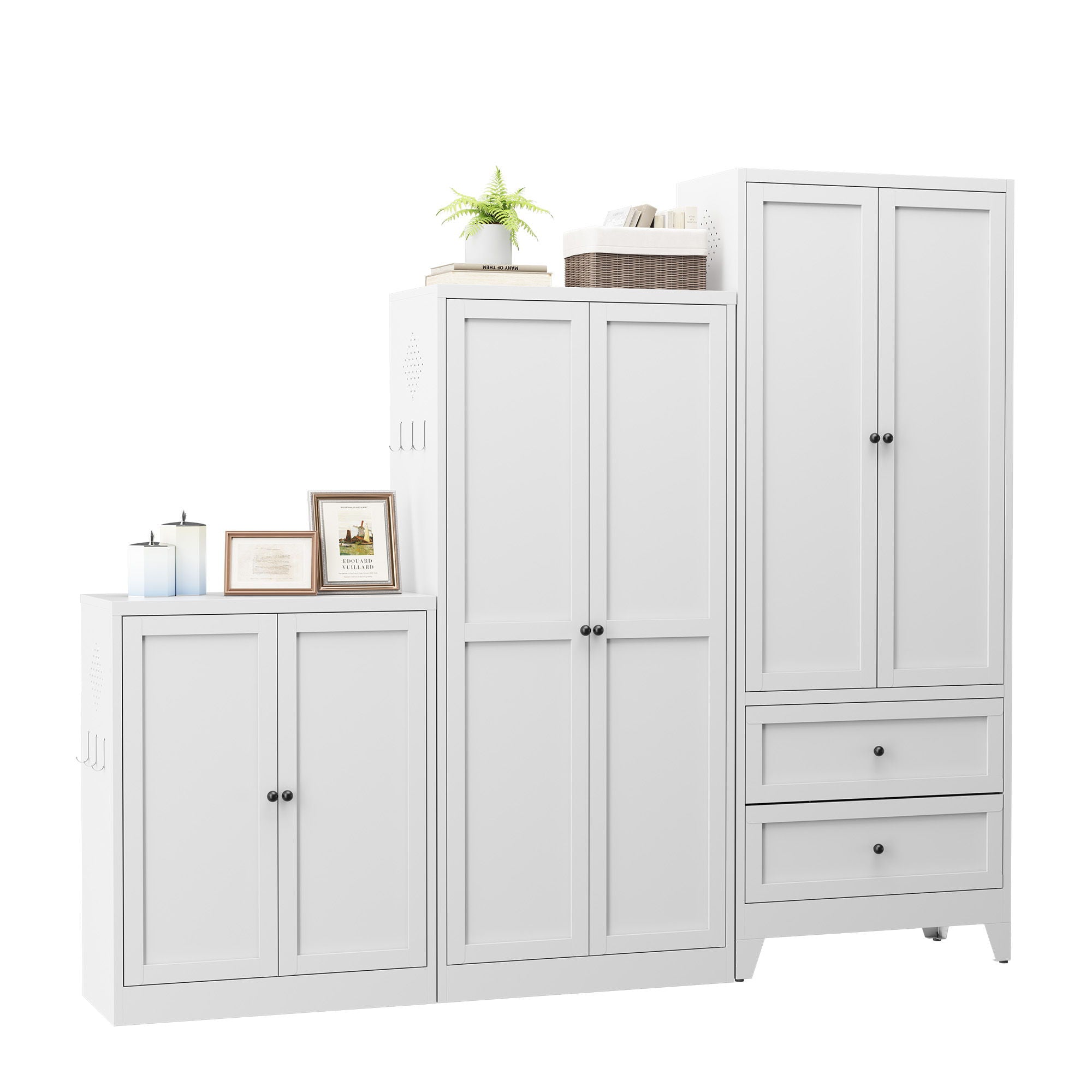 Pantry Cabinet With Adjustable Shelves Freestanding Kitchen Storage Organizer - White