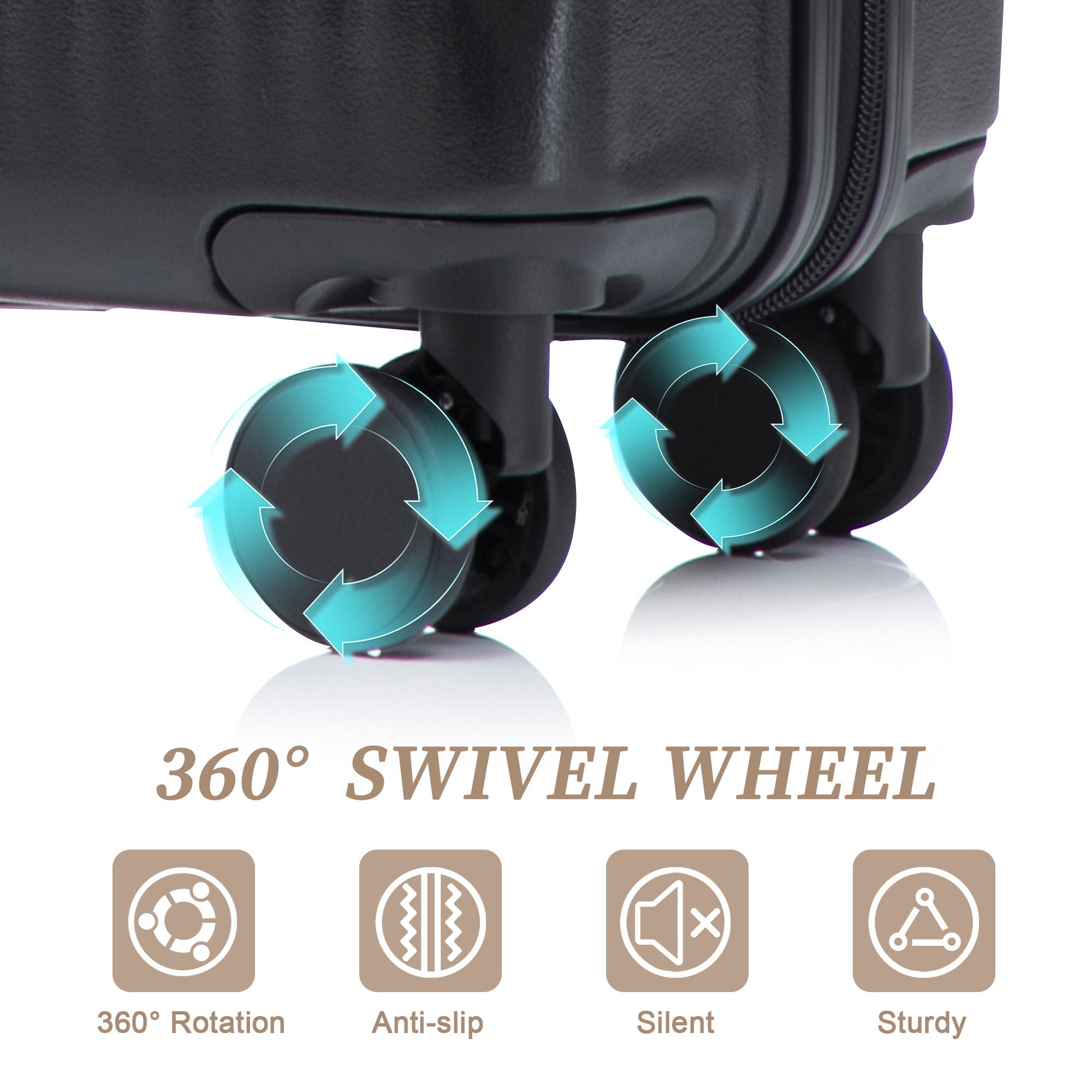 Luggage Set With Cosmetic Case, Combination Lock, Front Opening Design
