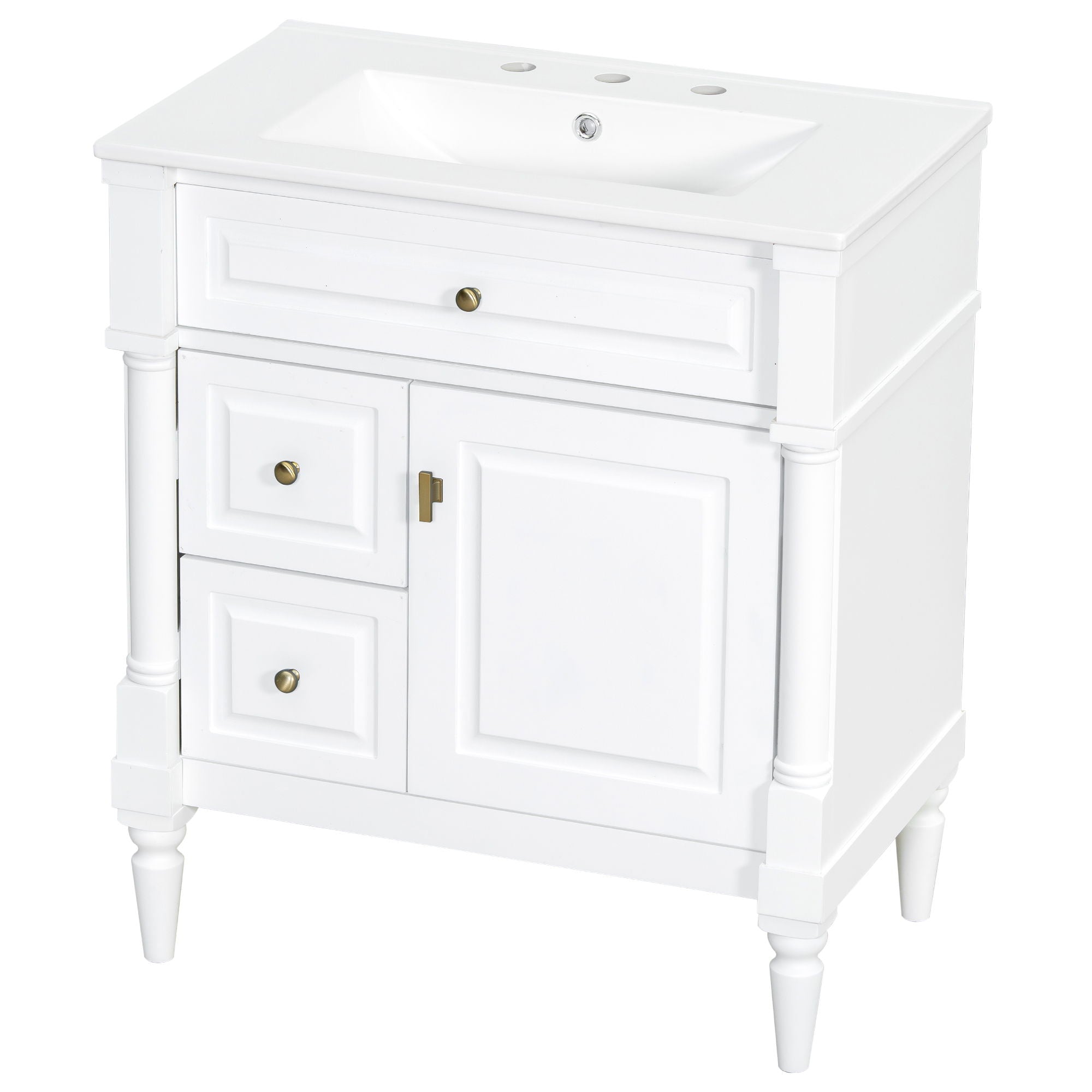 Modern Bathroom Vanity With Sink, Freestanding Cabinet With Flip Drawer & Adjustable Shelf