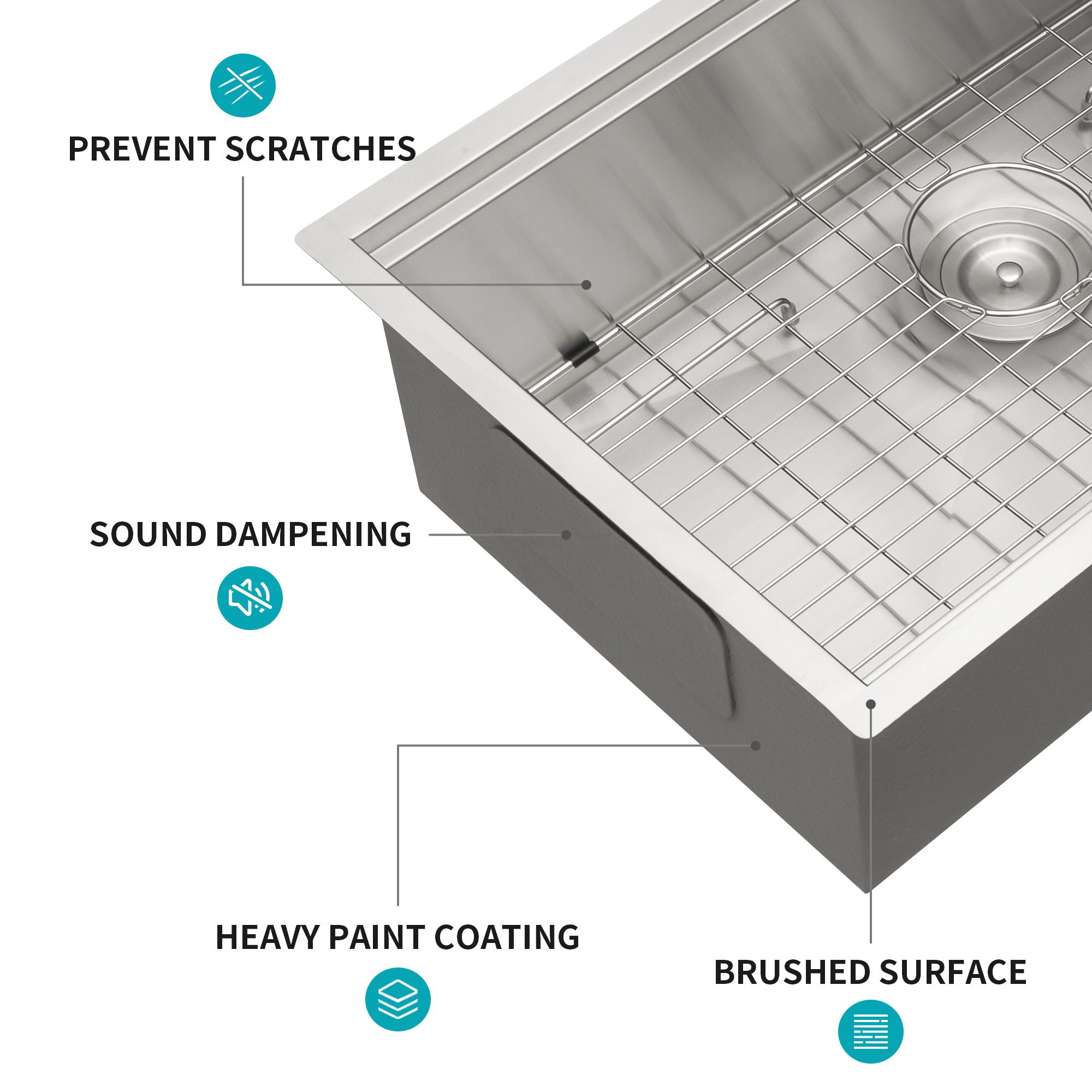 33" Undermount Kitchen Sink Single Bowl Stainless Steel Ledge Workstation In Brushed Nickel, 16 Gauge 304 Stainless Steel, 33 X 19 X 9 Inch