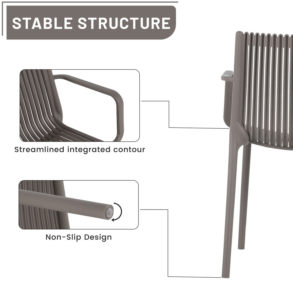 4 Piece Stackable Single Chairs With Vertical Stripe Design For All Weather