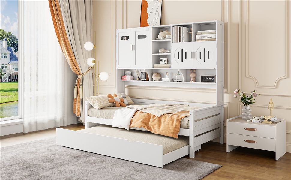 Daybed & All-In-One Cabinet And Shelf