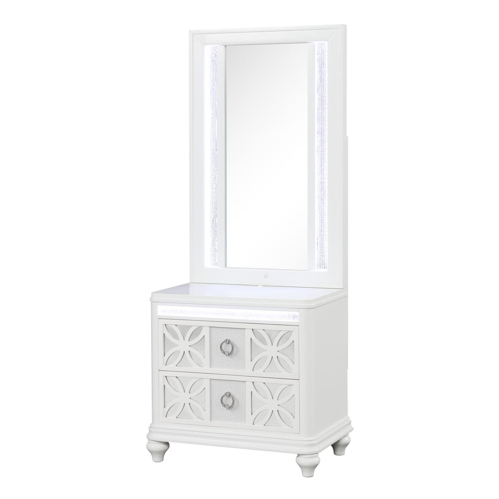 Abigale - Nightstand Top Mirror With LED Lighting (Only Mirror Top) - White