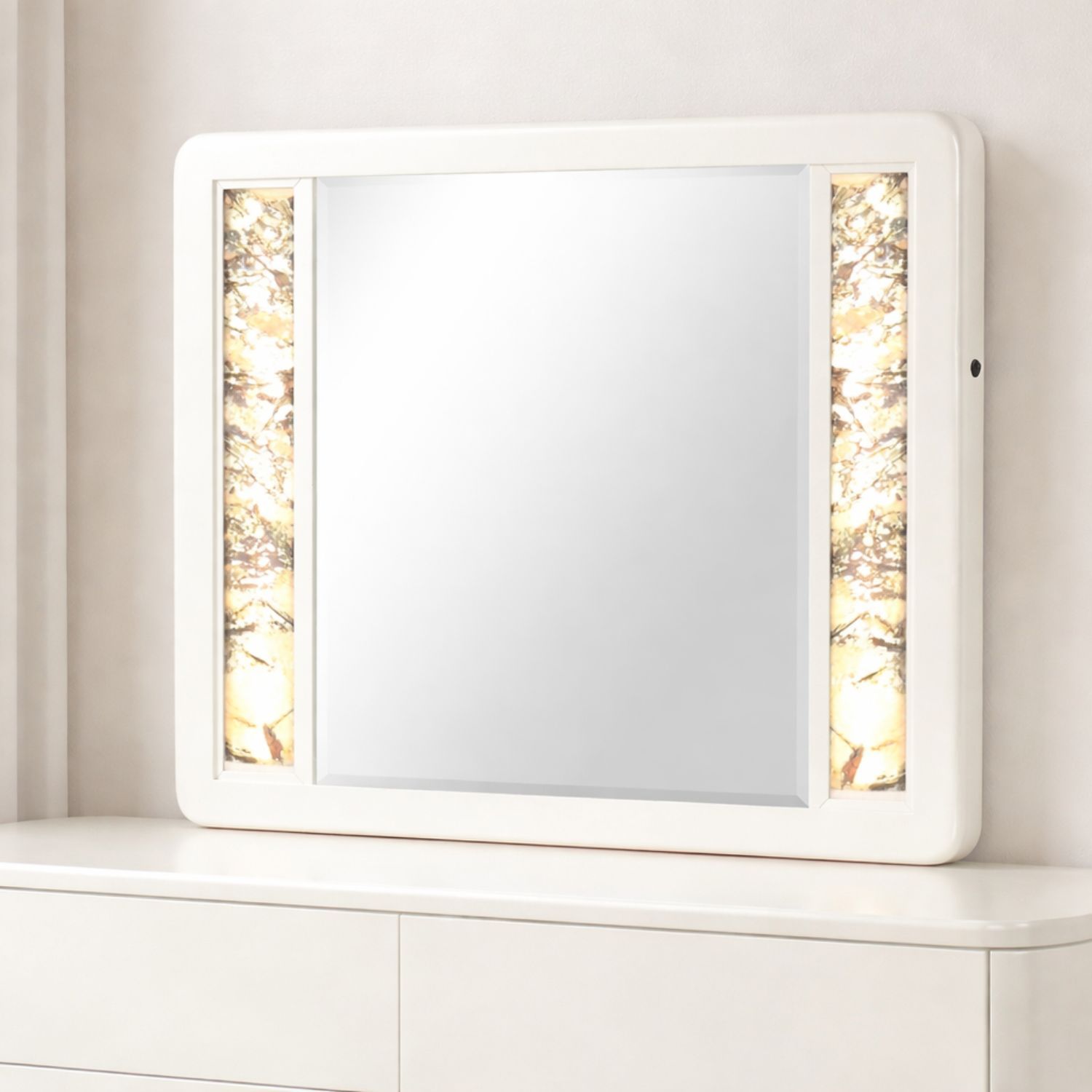 La Pierre - Rectangular Mirror With LED Lighting Panels - Beige